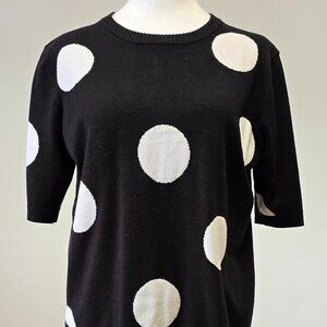 Philosophy Black & White Polka Dot Knit Top L